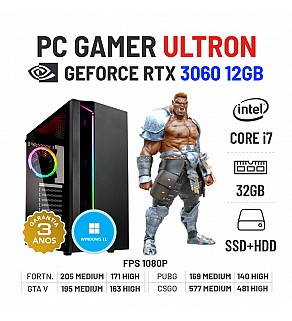 PC GAMER ULTRON NOVO | RTX3060-12GB | i7-11700F | 32GB RAM | SSD+HDD