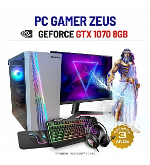 CONJUNTO GAMER ZEUS | GTX1070-8GB | RYZEN=i7-10700F | 16GB RAM | 240GB SSD COM MONITOR + ACESSORIOS
