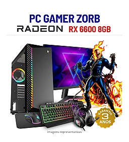 CONJUNTO GAMER ZORB | RX6600-8GB | RYZEN 5 4500 | 32GB RAM | 1TB SSD COM MONITOR + ACESSORIOS