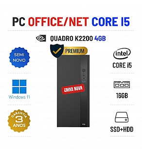 PC SEMI-NOVO OFFICE/NET | i5-12400F | 16GB RAM | SSD + HDD | QUADRO K2200 4GB