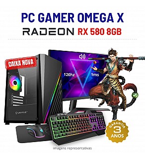 CONJUNTO GAMER OMEGA X | RX580-8GB | I5-8400 | 16GB RAM | 240GB SSD COM MONITOR + ACESSORIOS