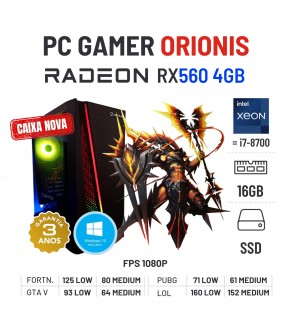 PC GAMER ORIONIS | RX560-4GB | XEON 12 CORES SUPERIOR A I7-8700 | 16GB RAM | 240GB SSD