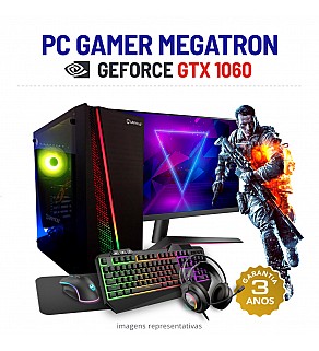 CONJUNTO GAMER MEGATRON NOVO GTX1060 i7-8700 16GB RAM SSD+HDD COM MONITOR + ACESSORIOS