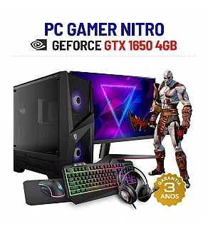 CONJUNTO GAMER NITRO | GTX1650-4GB | I5-11400F | 16GB RAM | 500GB SSD COM MONITOR + ACESSORIOS