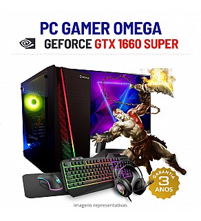 CONJUNTO GAMER OMEGA NOVO GTX1660SUPER i7-8700 16GB RAM SSD+HDD COM MONITOR + ACESSORIOS