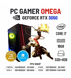 PC GAMER OMEGA NOVO RTX3050 i7-8700 16GB RAM SSD+HDD