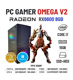 PC GAMER OMEGA V2 NOVO RX6600-8GB i7-8700 16GB RAM SSD+HDD