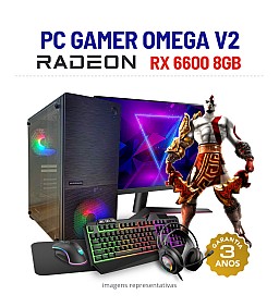 CONJUNTO GAMER OMEGA V2 NOVO RX6600-8GB i7-8700 16GB RAM SSD+HDD COM MONITOR + ACESSORIOS