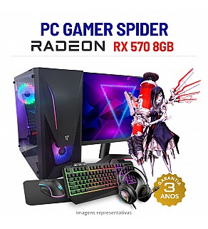CONJUNTO GAMER SPIDER | RX570-8GB | i7-4770 | 16GB RAM | 480GB SSD COM MONITOR + ACESSORIOS