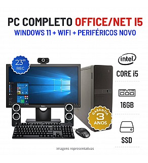 CONJUNTO PC OFFICE/NET SSF | i5-11400F | 16GB RAM | 480GB SSD COM MONITOR + ACESSORIOS