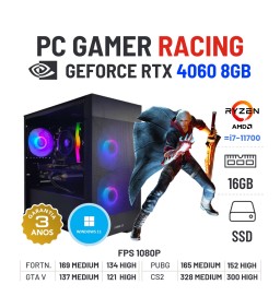 PC GAMER RACING NOVO | RTX4060-8GB | RYZEN=i7-11700 | 16GB RAM | 960GB SSD