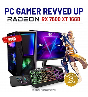 CONJUNTO GAMER REVVED UP | RX7600XT-16GB | RYZEN 5 = i7-10700 | 32GB RAM | 960GB SSD COM MONITOR + ACESSORIOS
