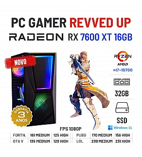 PC GAMER REVVED UP NOVO | RX7600XT-16GB | RYZEN 5 = i7-10700 | 32GB RAM | 960GB SSD