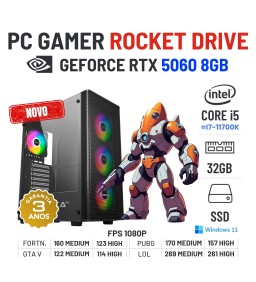 PC GAMER ROCKET DRIVE NOVO | RTX5060-8GB | i5-14GEN=i7-11700K | 32GB RAM | 960GB SSD