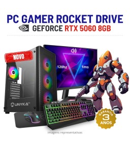 CONJUNTO GAMER ROCKET DRIVE | RTX5060-8GB | i5-14GEN=i7-11700K | 32GB RAM | 960GB SSD COM MONITOR + ACESSORIOS