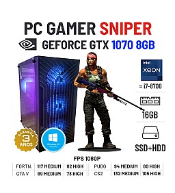 PC GAMER SNIPER | GTX1070-8GB | XEON=I7-8700 | 16GB RAM | SSD+HDD