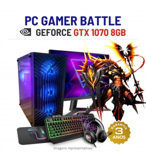 CONJUNTO GAMER BATTLE | GTX1070-8GB | XEON=I7-7700K | 16GB RAM | 240GB SSD COM MONITOR + ACESSORIOS