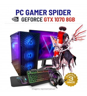 CONJUNTO GAMER SPIDER | GTX1070-8GB | I5-10400F | 16GB RAM | 480GB SSD COM MONITOR + ACESSORIOS