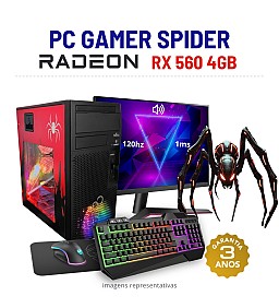 CONJUNTO GAMER SPIDER | RX560-4GB | I5-8500 | 16GB RAM | 240GB SSD COM MONITOR + ACESSORIOS