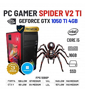 PC GAMER SPIDER V2 Ti | GTX1050Ti-4GB | I5-8500 | 16GB RAM | 240GB SSD