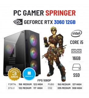 PC GAMER SPRINGER NOVO | RTX3060-12GB | I5-12400F | 16GB RAM | 960GB SSD