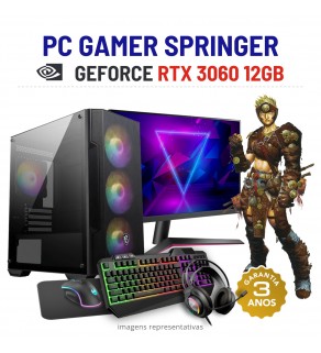 CONJUNTO GAMER SPRINGER | RTX3060-12GB | I5-12400F | 16GB RAM | 960GB SSD COM MONITOR + ACESSORIOS