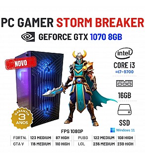 PC GAMER STORM BREAKER NOVO | GTX1070-8GB | i3-12GEN=I7-9700 | 16GB RAM | 480GB SSD