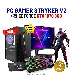CONJUNTO GAMER STRYKER V2 | GTX1070-8GB SUPERIOR A RTX3050-8GB | RYZEN 5 = i7-10700F | 16GB RAM | 480GB SSD COM MONITOR + ACESSORIOS
