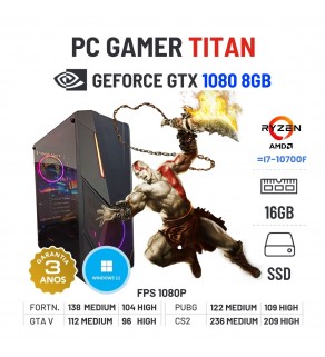 PC GAMER TITAN NOVO | GTX1080-8GB | RYZEN=i7-10700F | 16GB RAM | 480GB SSD OFERTA KIT TECLADO+RATO+TAPETE