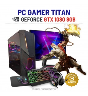 CONJUNTO GAMER TITAN | GTX1080-8GB | RYZEN=i7-10700F | 16GB RAM | 480GB SSD COM MONITOR + ACESSORIOS