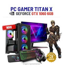 CONJUNTO GAMER TITAN X | GTX1060-6GB | I5-13400 | 16GB RAM | 480GB SSD COM MONITOR + ACESSORIOS