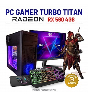 CONJUNTO GAMER TURBO TITAN | RX560-4GB | i3-8GEN=I7-6700 | 16GB RAM | 240GB SSD COM MONITOR + ACESSORIOS