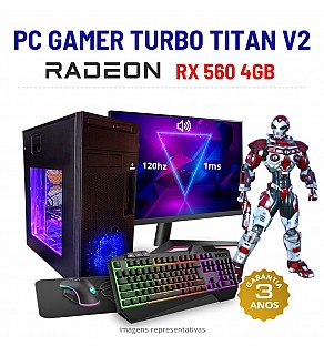 CONJUNTO GAMER TURBO TITAN V2 | RX560-4GB | i3-9GEN=I7-7700 | 16GB RAM | 240GB SSD COM MONITOR + ACESSORIOS