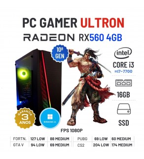 PC GAMER ULTRON NOVO | RX560-4GB | I3-10GEN=I7-7700 | 16GB RAM | 240GB SSD