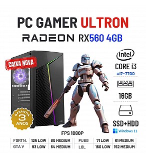PC GAMER ULTRON | RX560-4GB | i3-10ºGEN=i7-7700 | 16GB RAM | SSD + HDD