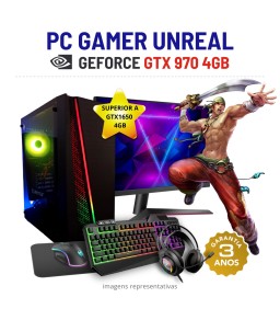 CONJUNTO GAMER UNREAL | GTX970-4GB SUPERIOR A GTX1650-4GB | XEON=I7-8700K | 16GB RAM | 240GB SSD COM MONITOR + ACESSORIOS