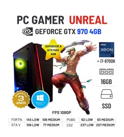 PC GAMER UNREAL | GTX970-4GB SUPERIOR A GTX1650-4GB | XEON=I7-8700K | 16GB RAM | 240GB SSD