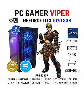 PC GAMER VIPER | GTX1070-8GB | XEON 10 CORES SUPERIOR I7-9700 | 16GB RAM | SSD+HDD