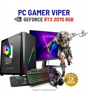 CONJUNTO GAMER VIPER | RTX2070-8GB | RYZEN=i7-10700F | 16GB RAM | 480GB SSD COM MONITOR + ACESSORIOS