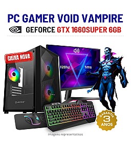 CONJUNTO GAMER VOID VAMPIRE | GTX1660 SUPER-6GB | i3 10º GEN = i7-7700 | 16GB RAM | 480GB SSD COM MONITOR + ACESSORIOS