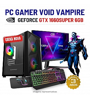 CONJUNTO GAMER VOID VAMPIRE | GTX1660 SUPER-6GB | i3 10º GEN = i7-7700 | 16GB RAM | 480GB SSD COM MONITOR + ACESSORIOS
