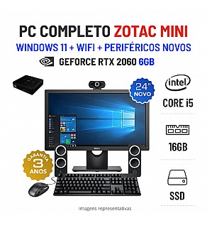 CONJUNTO PC ZOTAC MAGNUS MINIPC 3D/GAMING | I5-10300H | 16GB RAM | 240GB SSD COM MONITOR + ACESSORIOS