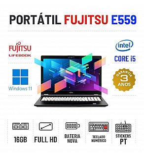 FUJITSU LIFEBOOK E559 | 15.6" FULLHD | i5-8265U | 16GB RAM | 480GB SSD | BATERIA NOVA | TECLADO NUMÉRICO | OFERTA DE OFFICE 2021 FUJITSU LIFEBOOK E559 | 15.6" FULLHD | i5-8265U | 16GB RAM | 480GB SSD | BATERIA NOVA | TECLADO NUMÉRICO | OFERTA DE OFFICE 2021