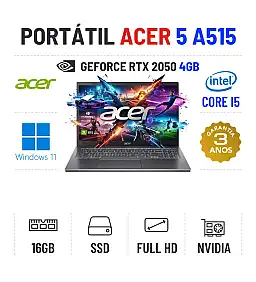 ACER ASPIRE 5 15 A515 | 15.6'' FULLHD | I5-1335U | 16GB RAM | 480GB SSD | RTX2050 4GB