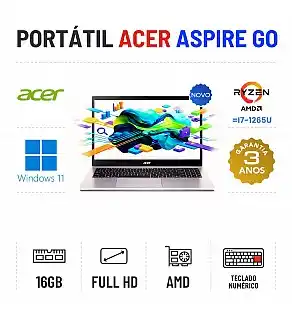 ACER ASPIRE GO AG15-42P | 15.6'' FULLHD | RYZEN 7 = I7-1260P | 16GB RAM | 480GB SSD | AMD RADEON | TECLADO NUMÉRICO