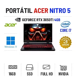 ACER NITRO 5 AN515-58-7365 | 15.6'' FULLHD 144Hz | I7-12700H | 16GB RAM | 480GB SSD | RTX3050TI 4GB