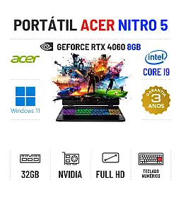 ACER NITRO 5 AN515-58-77YB | 15.6'' FULLHD 144Hz | I9-12900H | 32GB RAM | 960GB SSD | RTX4060 8GB