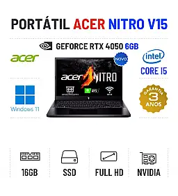 ACER NITRO V15 | 15.6'' FULLHD 144Hz | I5-13420H | 16GB RAM | 480GB SSD | RTX4050 6GB