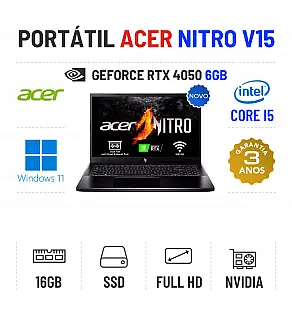 ACER NITRO V15 | 15.6'' FULLHD 144Hz | I5-13420H | 16GB RAM | 480GB SSD | RTX4050 6GB