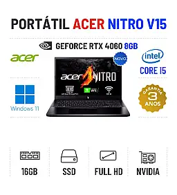 ACER NITRO V15 | 15.6'' FULLHD 144Hz | I5-13420H | 16GB RAM | 480GB SSD | RTX4050 6GB